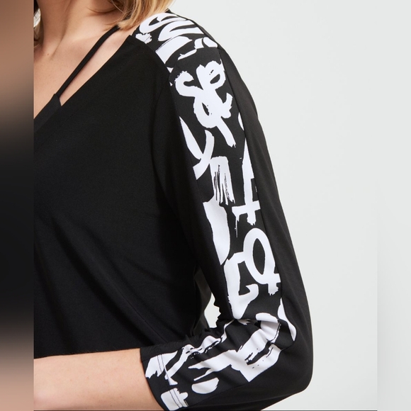 Joseph Ribkoff Black White Stretch Top 16/18 - Picture 2 of 8